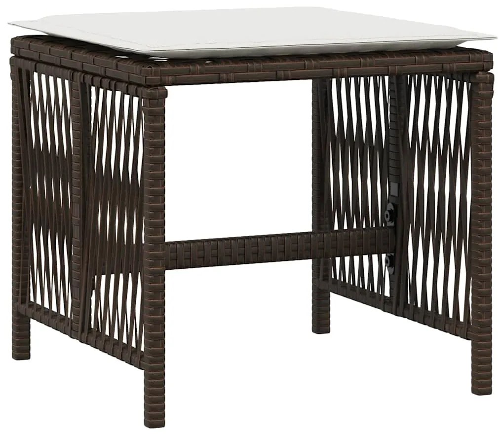 Bancos jardim com almofadões 4 pcs 41x41x36 cm vime PE castanho