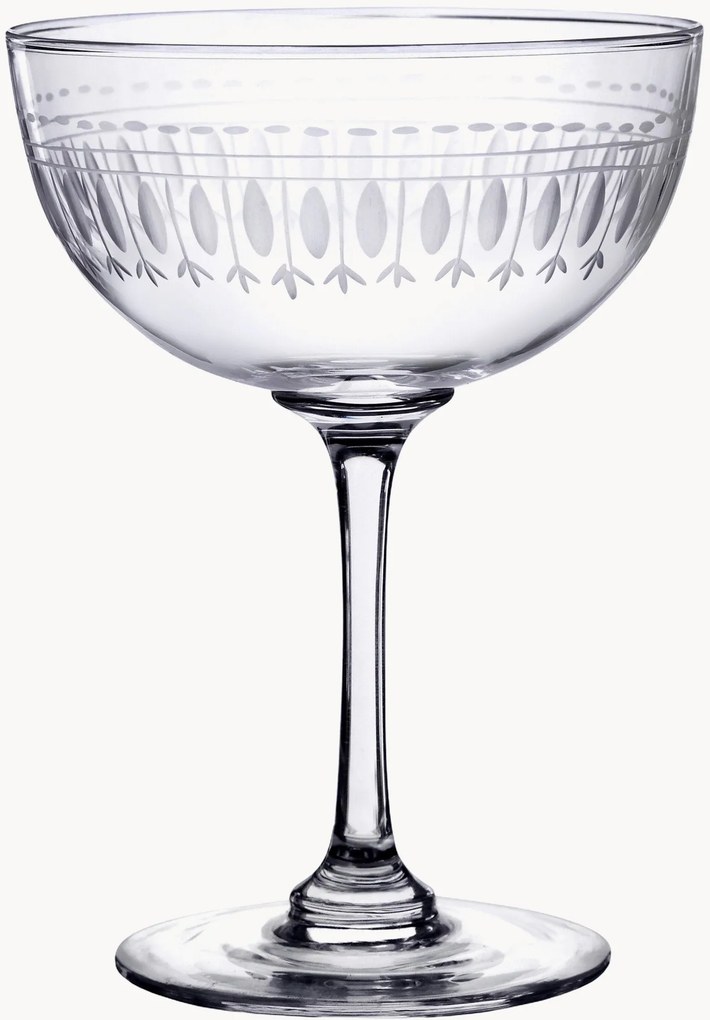 Taças de champanhe em cristal artesanal Ovals, conjunto de 2