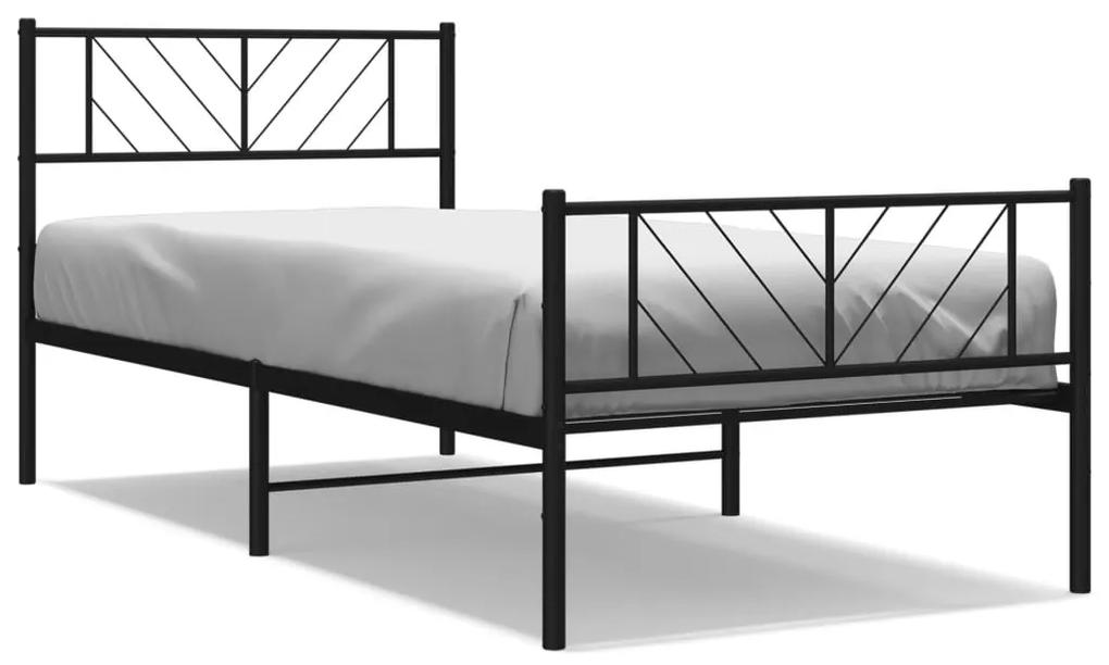 Estrutura de cama com cabeceira e pés 90x200 cm metal preto