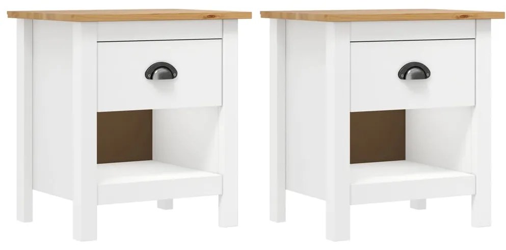 vidaXL Mesas cabeceira Hill 2 pcs 46x35x49,5cm pinho maciço