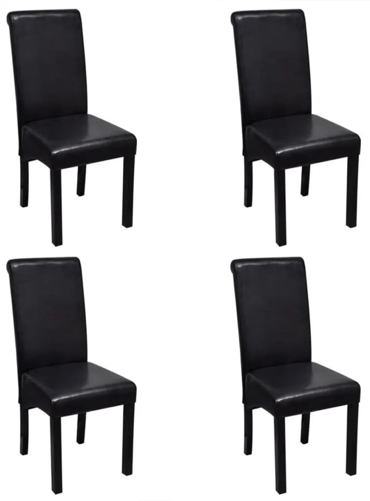 241727 vidaXL Cadeiras de jantar 4 pcs couro artificial preto