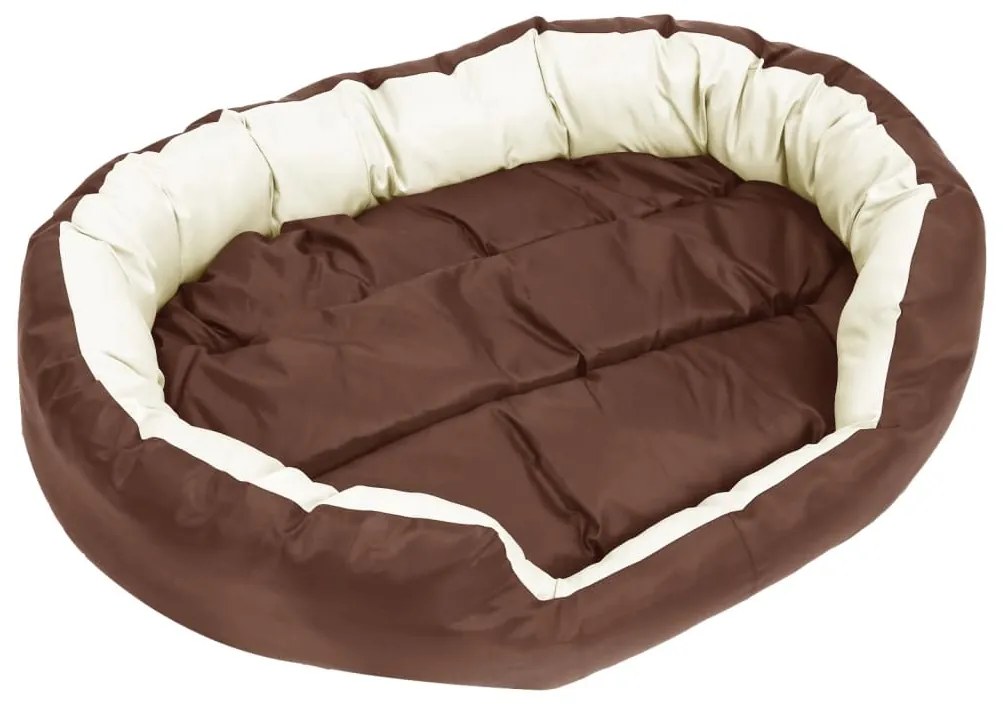 Almofadão p/ cães reversível lavável 110x80x23cm castanho/creme