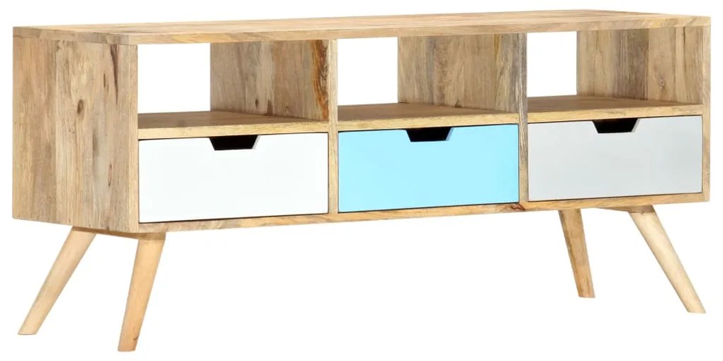 Móvel de TV 110x35x48 cm madeira de mangueira maciça