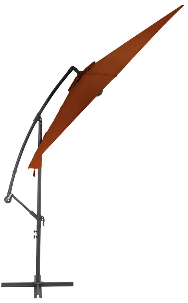 Guarda-sol jardim cantilever c/ poste alumínio 300cm terracotta