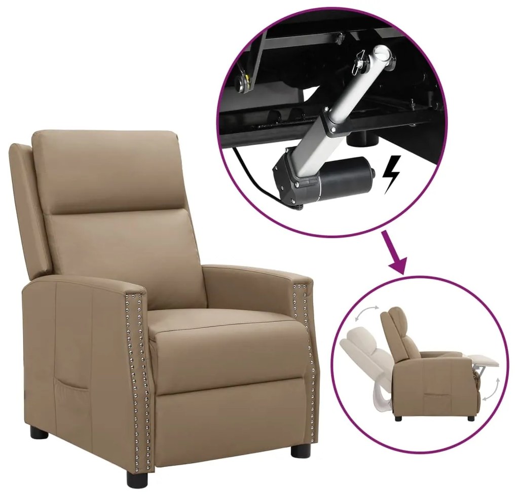 vidaXL Poltrona elevatória couro artificial cappuccino