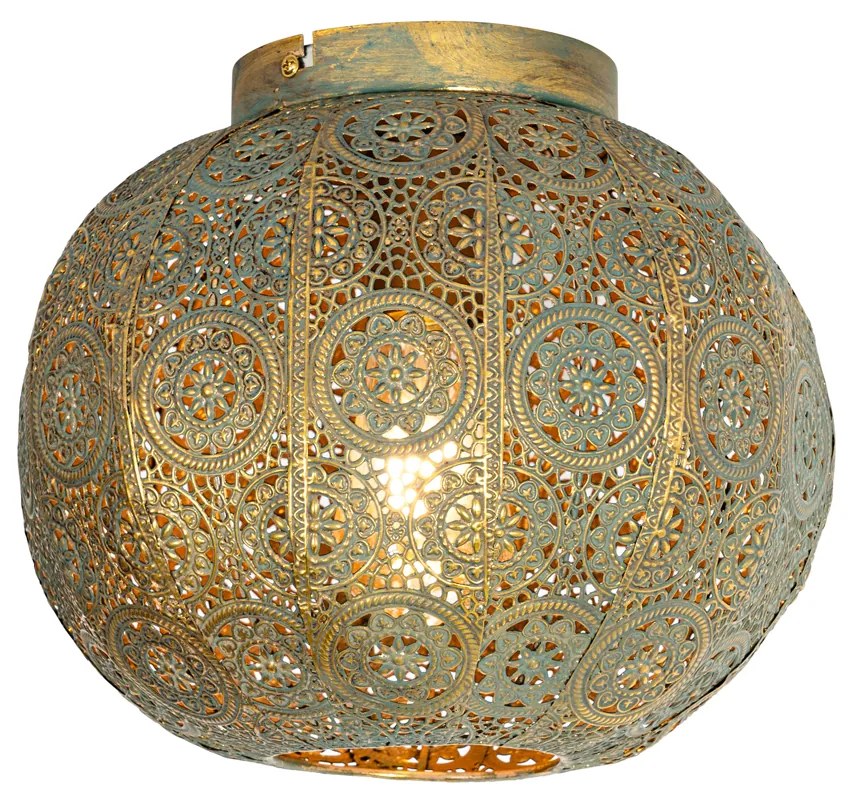 Candeeiro de teto oriental dourado com verde 28,5 cm - Baloo