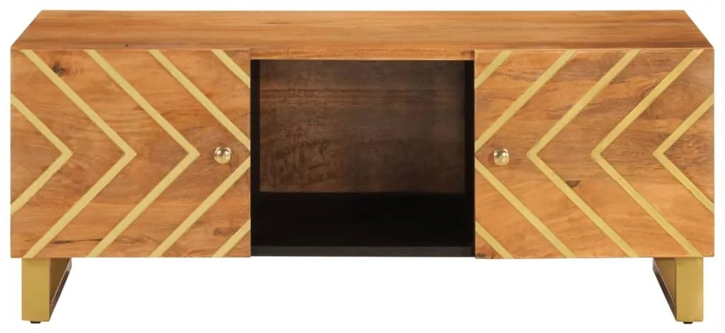 Mesa de centro 100x54x40 cm mangueira maciça castanho e preto