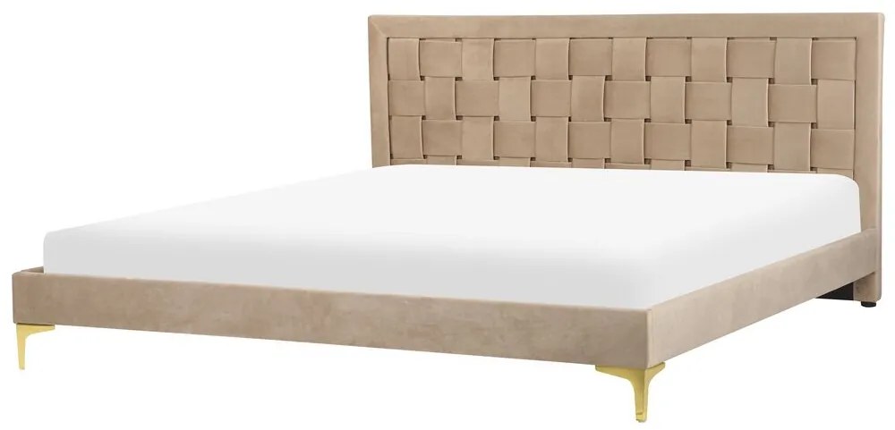 Cama de casal em veludo taupe 180 x 200 cm LIMOUX Beliani