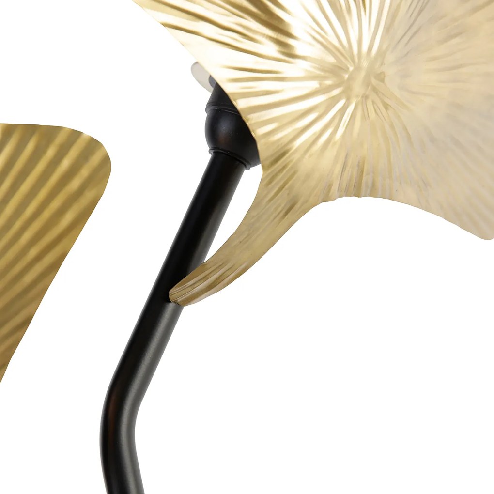 Candeeiro de mesa oriental em latão com preto 2 luzes - Louka