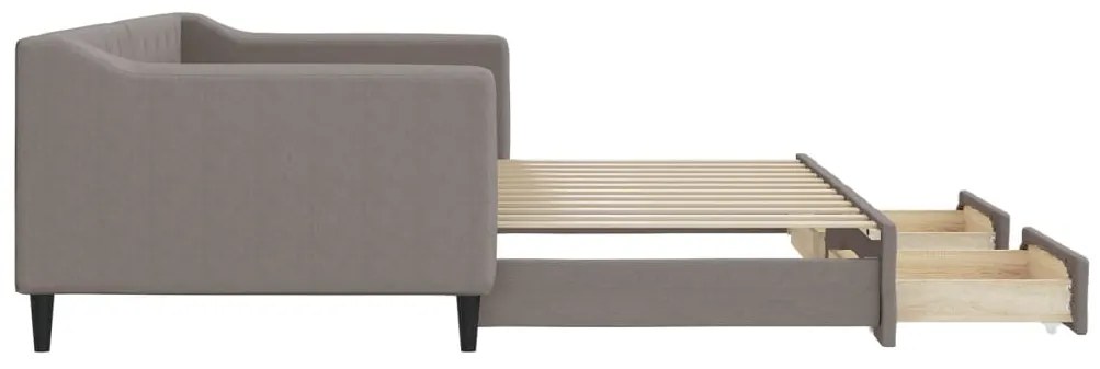 Sofá-cama c/ gavetão/gavetas 90x200 cm tecido cinza-acastanhado