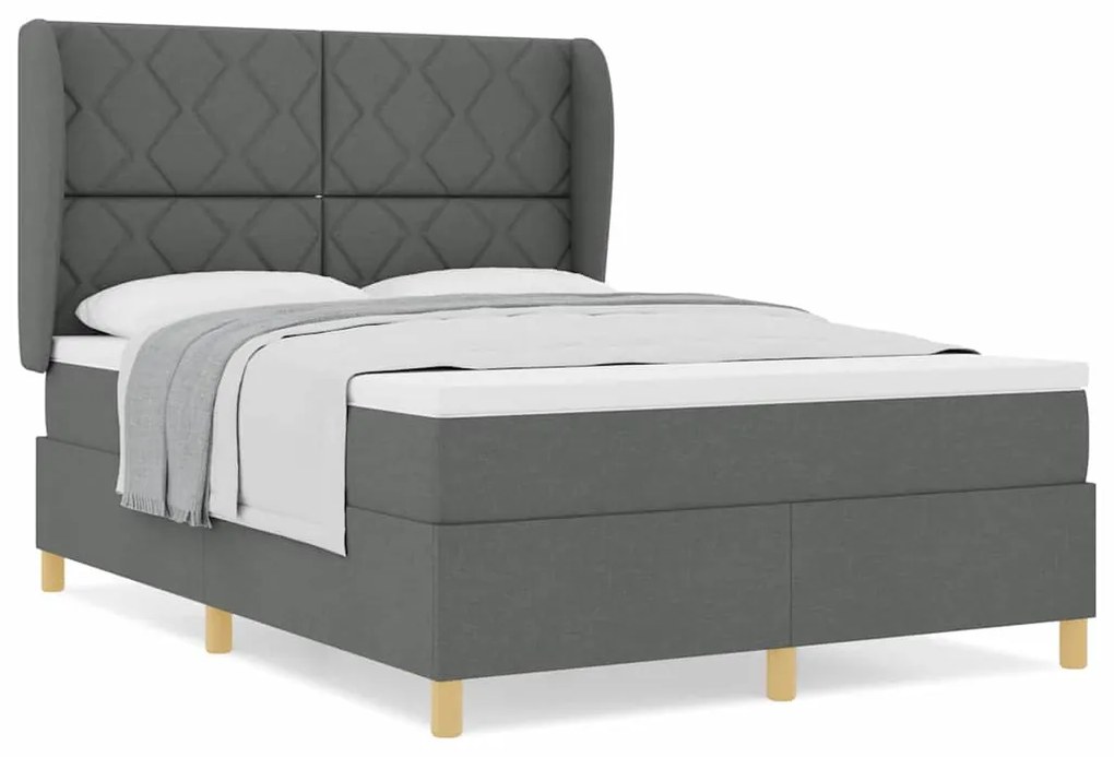 Cama Box com Colchão vidaXL Cinza Escuro 140x200 cm Tecido