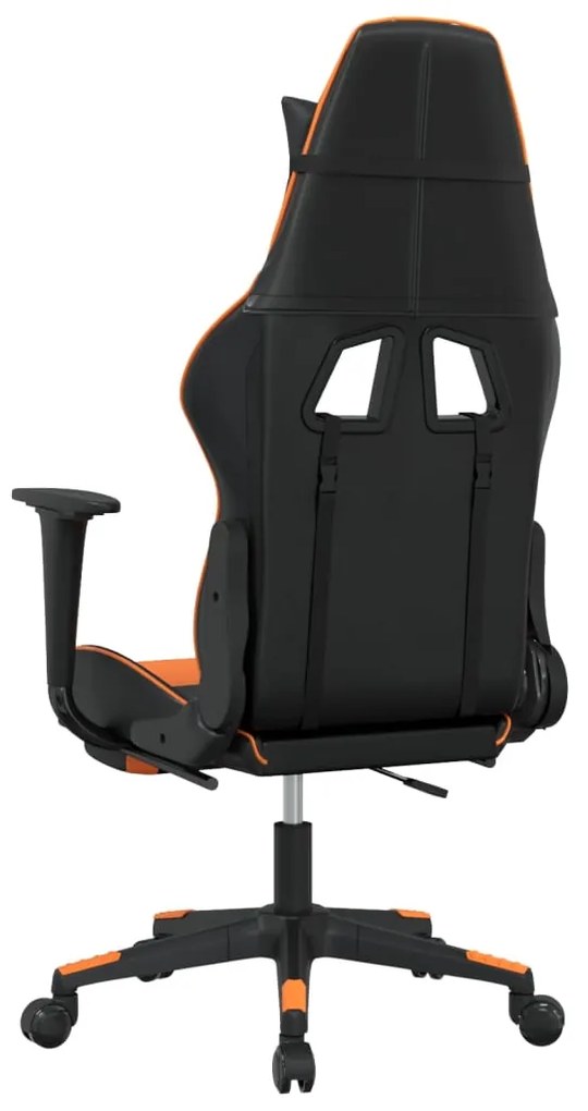 Cadeira gaming massagem c/ apoio pés couro artif. preto/laranja