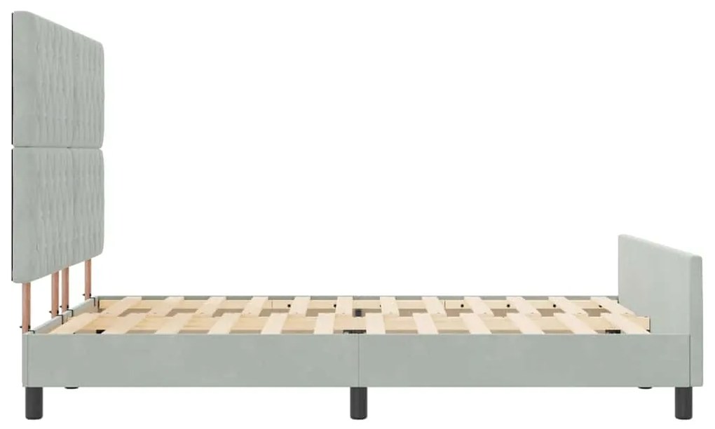 Cama vidaXL Cinza Claro 140x190 cm em Veludo