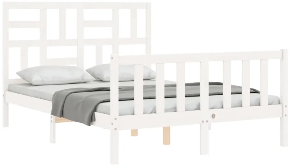 Cama sem colchão 120x200 cm madeira de pinho maciça branco