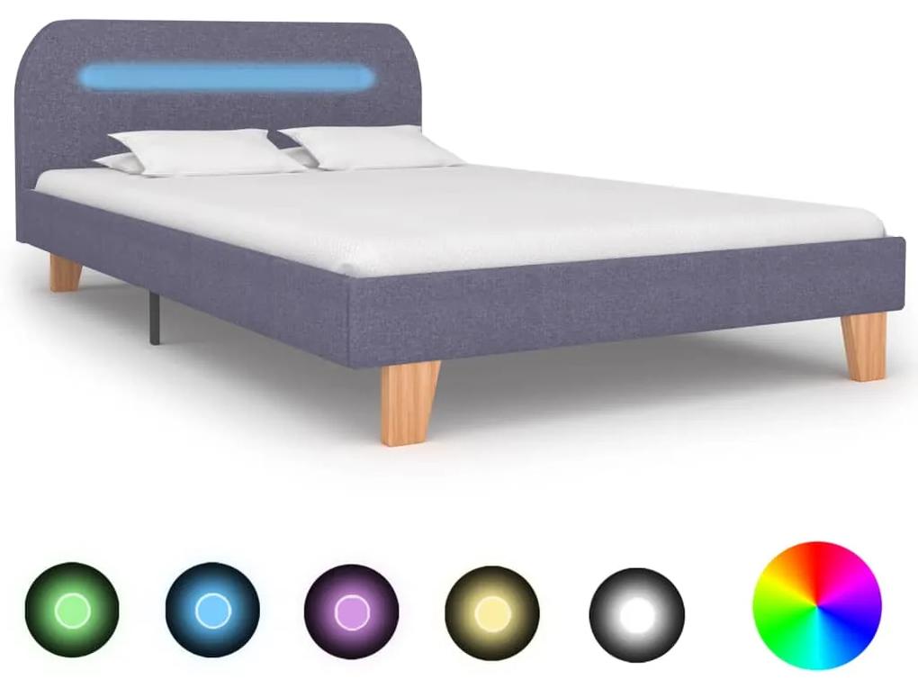 280897 vidaXL Estrutura de cama com LEDs em tecido 120x200 cm cinzento-claro