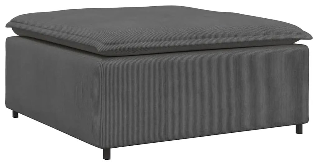 Sofá modular com pufes e almofadas cinzento-escuro