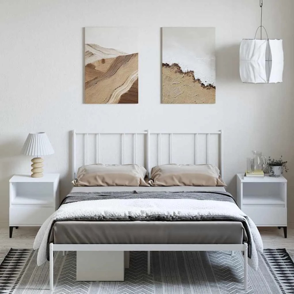 Estrutura de cama com cabeceira 135x190 cm metal branco