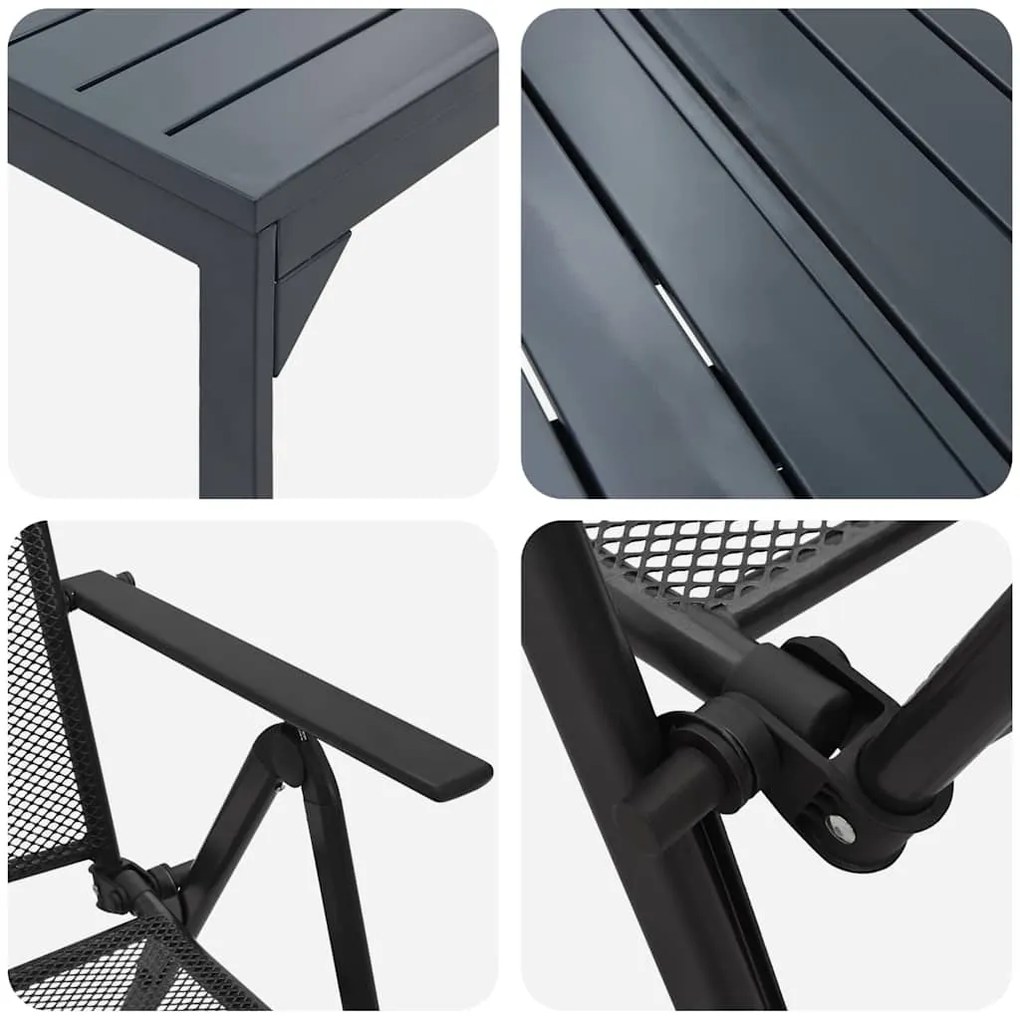 Conjunto de Jantar para Jardim 7 pcs Antracite Tamanho padrão