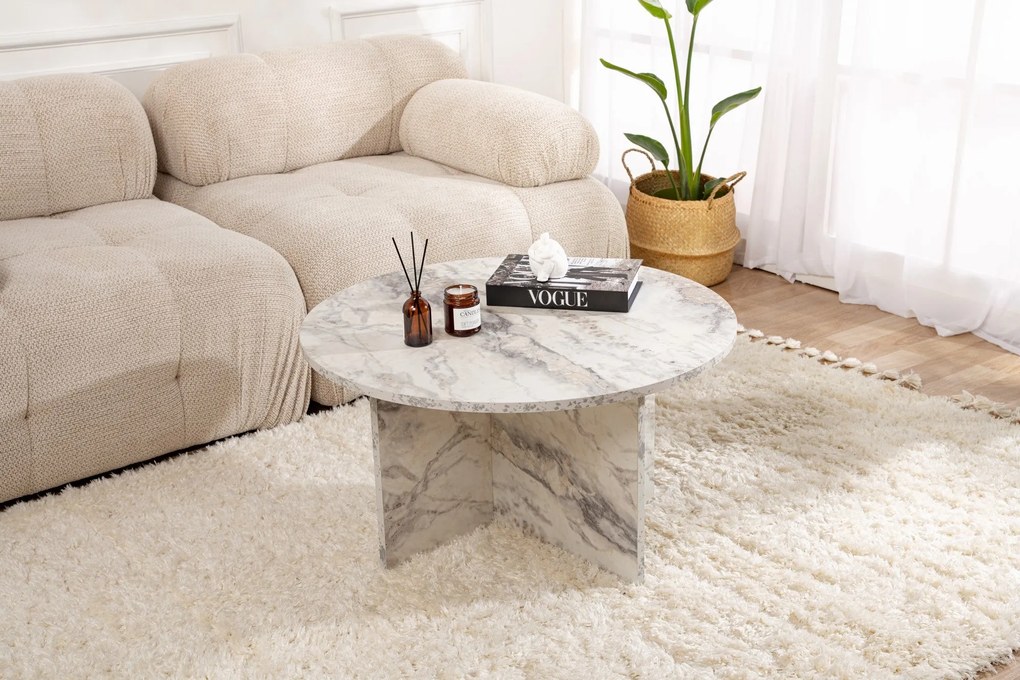 Mesa de Centro Harmoni – Mármore Freesia – 80x45x80 cm