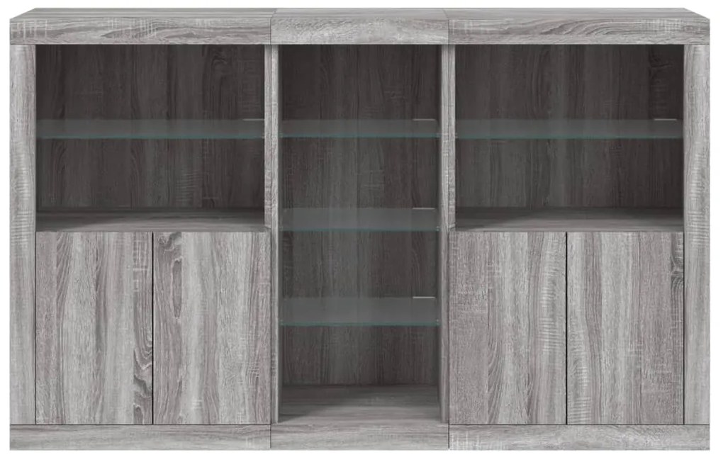 Aparador com luzes LED 162x37x100 cm cinzento sonoma