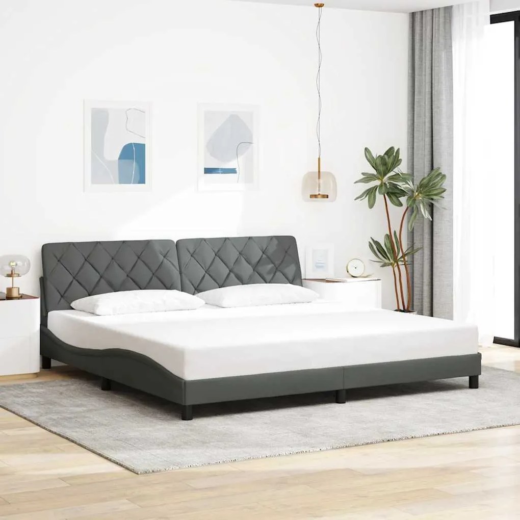 vidaXL Estrutura de cama sem colchão 200x200 cm tecido cinzento-escuro