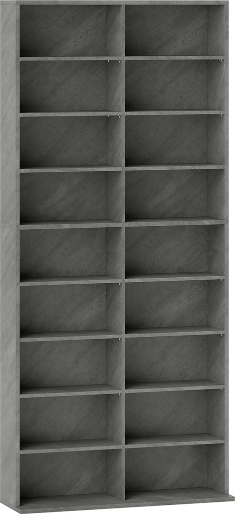 HOMCOM Armazenamento para CD e DVD 18 compartimentos capacidade máx. 640 CD/360 DVD 430 Blu-ray 78,5 x 24 x 175 cm cinza claro | Aosom Portugal