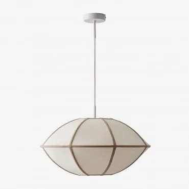 Lâmpada De Teto Suspensa Em Linho Patraix Branco & Trigo Castanho Ø50 Cm - ↑25 Cm Patraix - Sklum