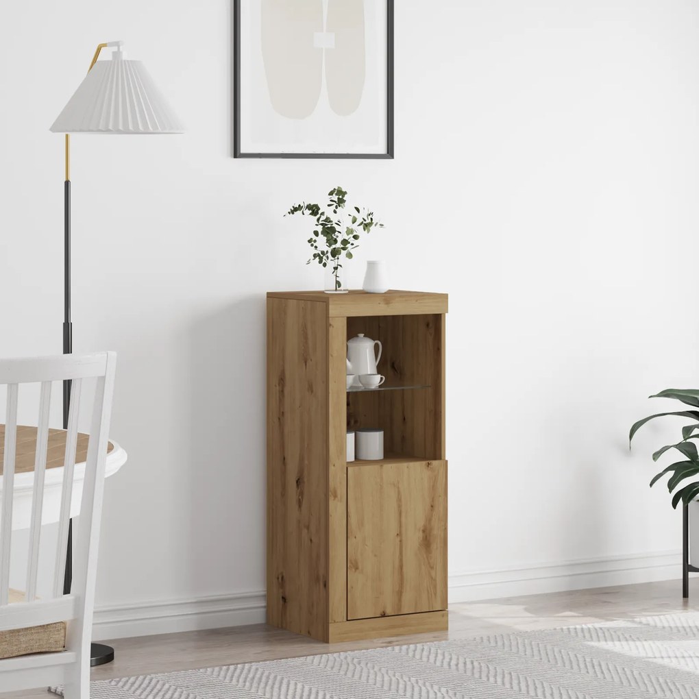 Sideboard vidaXL com Luzes LED Carvalho Artesanal 41x37x100 cm