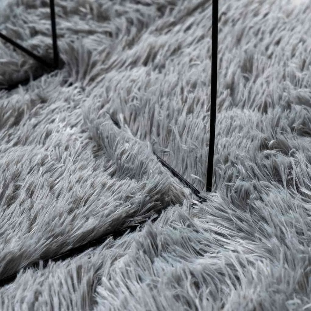 Tapete shaggy de pelo alto NAVARRA 60x100cm cinzento prateado