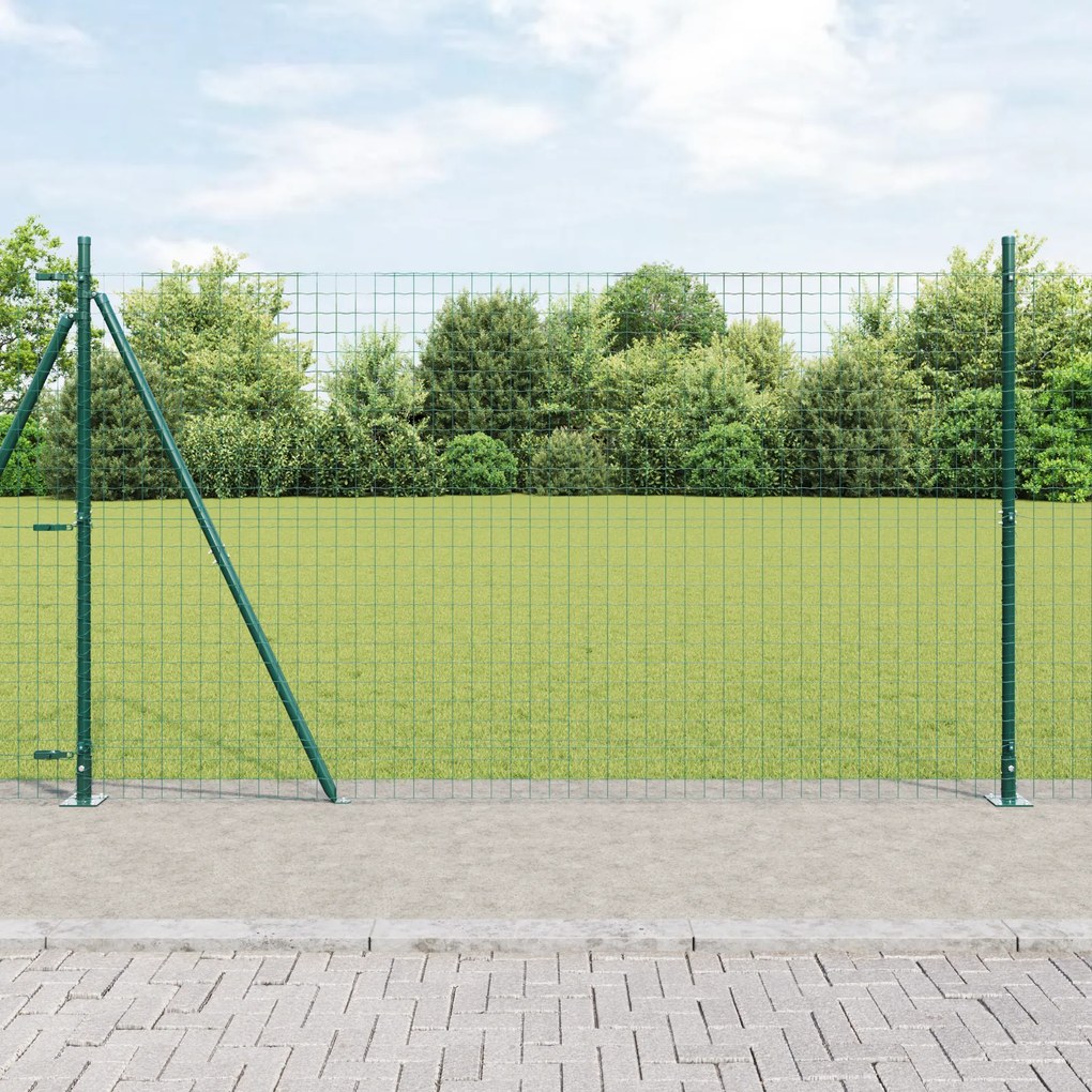 vidaXL Postes de Cerca com Placas de Base 26 pcs Ø32mm 83,5cm Aço Galvanizado