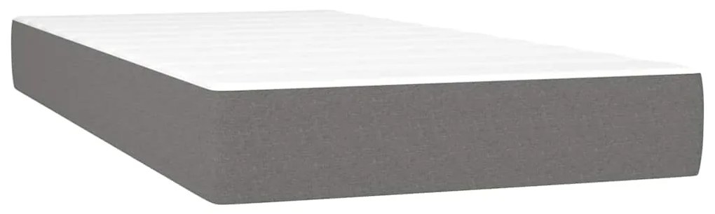 Cama box spring c/ colchão e LED 120x190 cm tecido cinza-escuro
