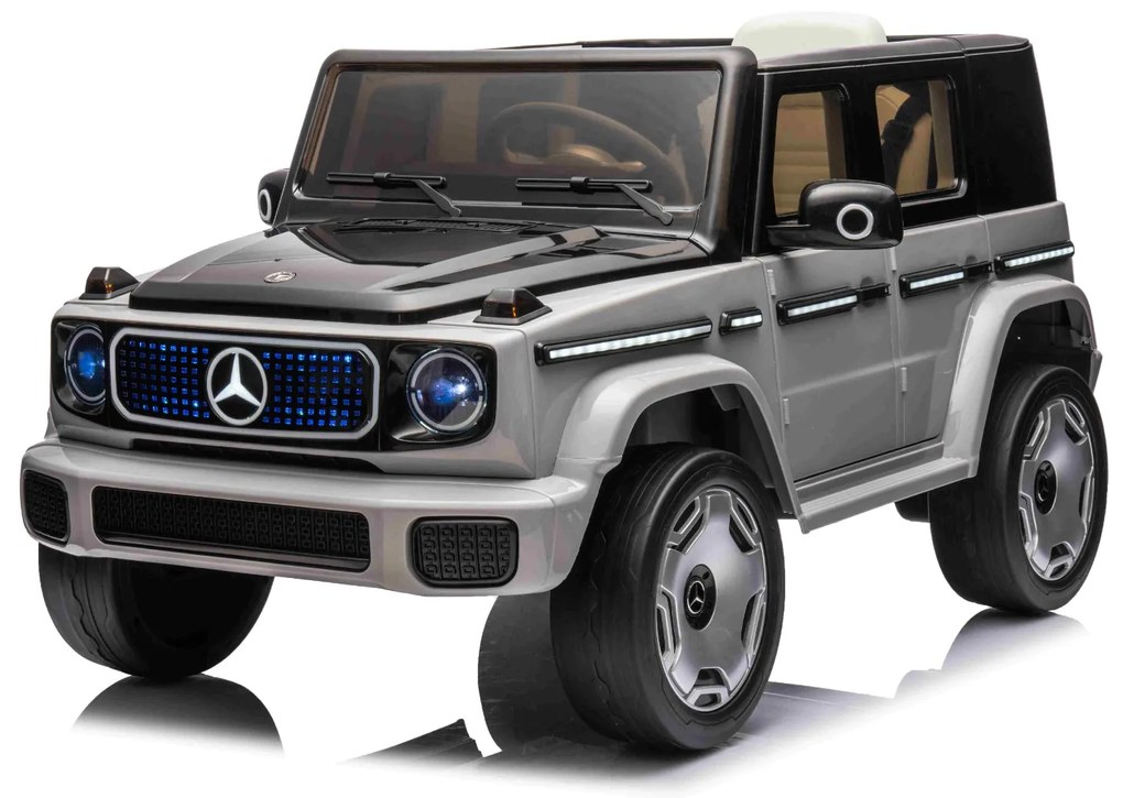 Carro elétrico para crianças Mercedes-Benz EQG 12V, partes da carroçaria iluminadas com LED, controlo remoto de 2,4 GHz, entrada USB/AUX, bateria de l