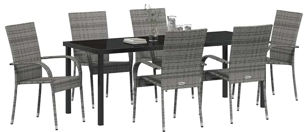 Conjunto de Jantar para Jardim 7 pcs Cinzento Standard