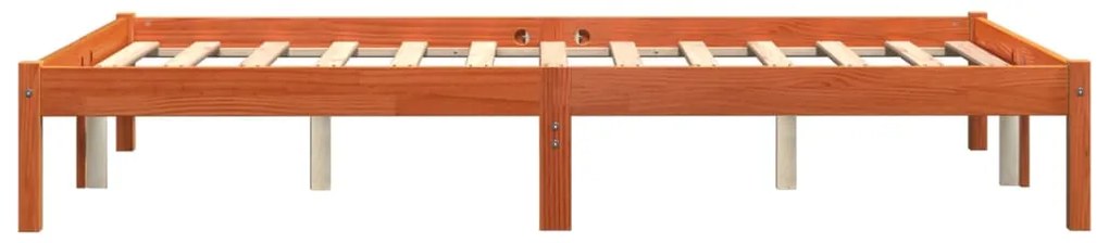 Cama sem colchão 140x200 cm madeira pinho maciça castanho-mel