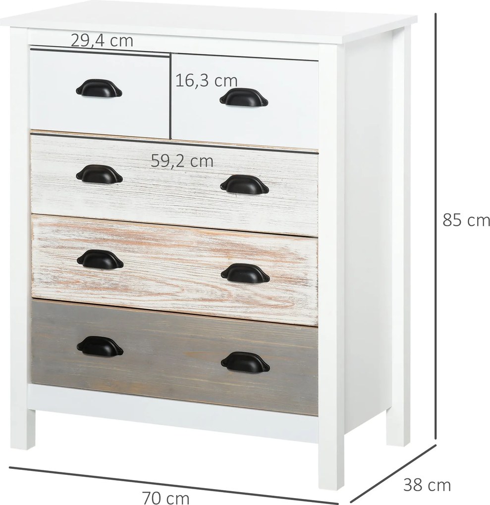 Cómoda com 5 Gavetas Cómoda para Dormitório Moderna com Desenho Anti-T
