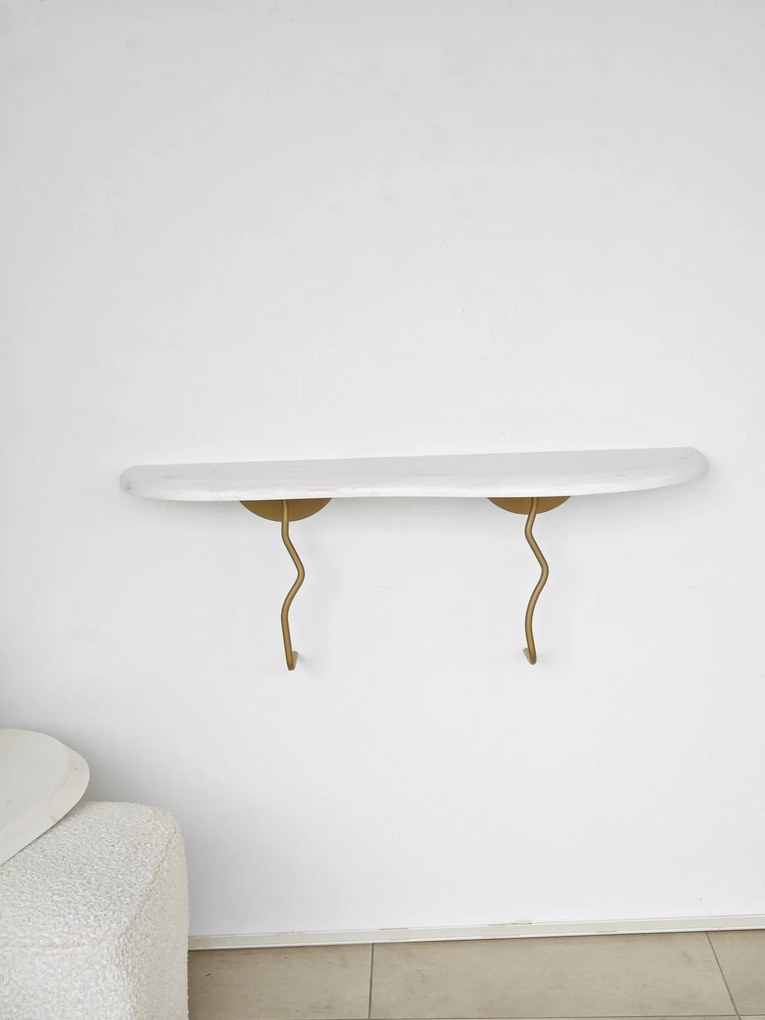 Prateleira de Parede Edera – Dourado e Branco – 99 cm x 22 cm