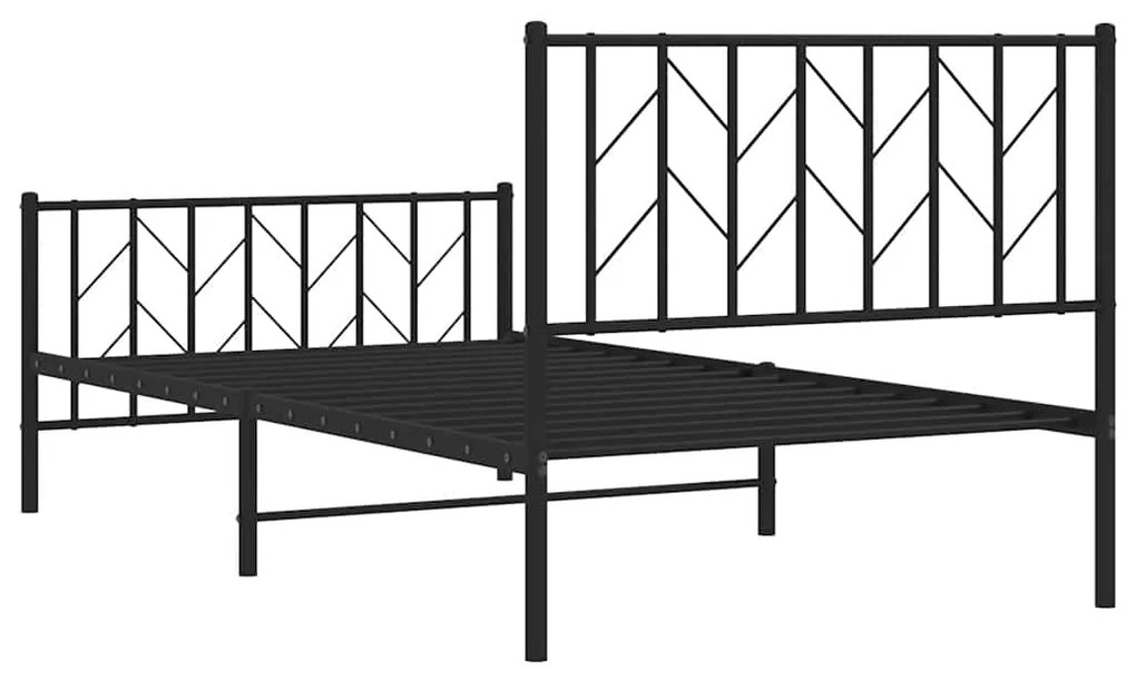 Estrutura de cama com cabeceira e pés 100x200 cm metal preto