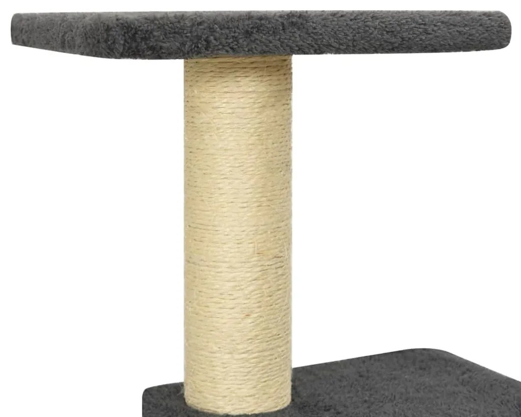 Árvore p/ gatos c/ postes arranhadores sisal 119cm cinza-escuro