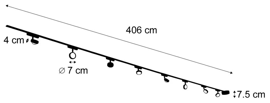 LED Sistema de iluminação de trilho moderno com 8 focos pretos monofásicos - Magnetic Lance Moderno