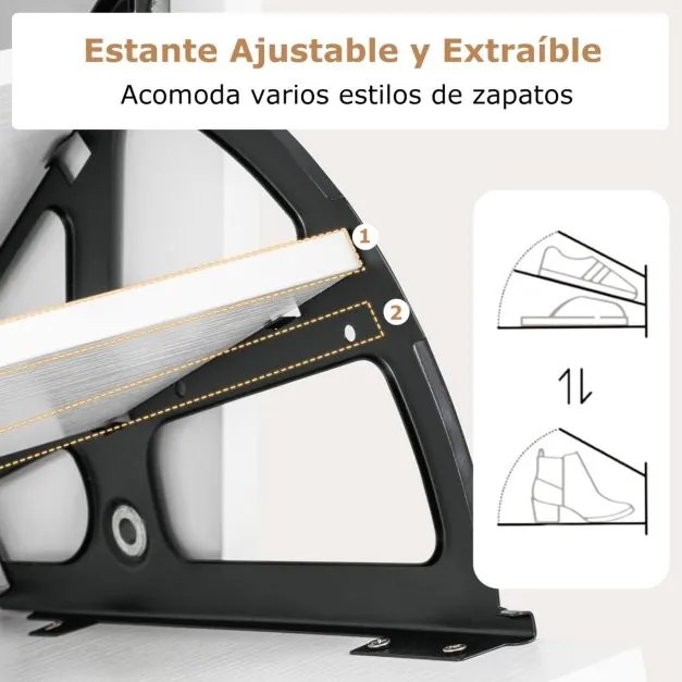 Sapateira 60 x 24 x 102 cm com 2 gavetas rebatíveis e espaço de arrumação aberto para corredor ou sala de estar Branco