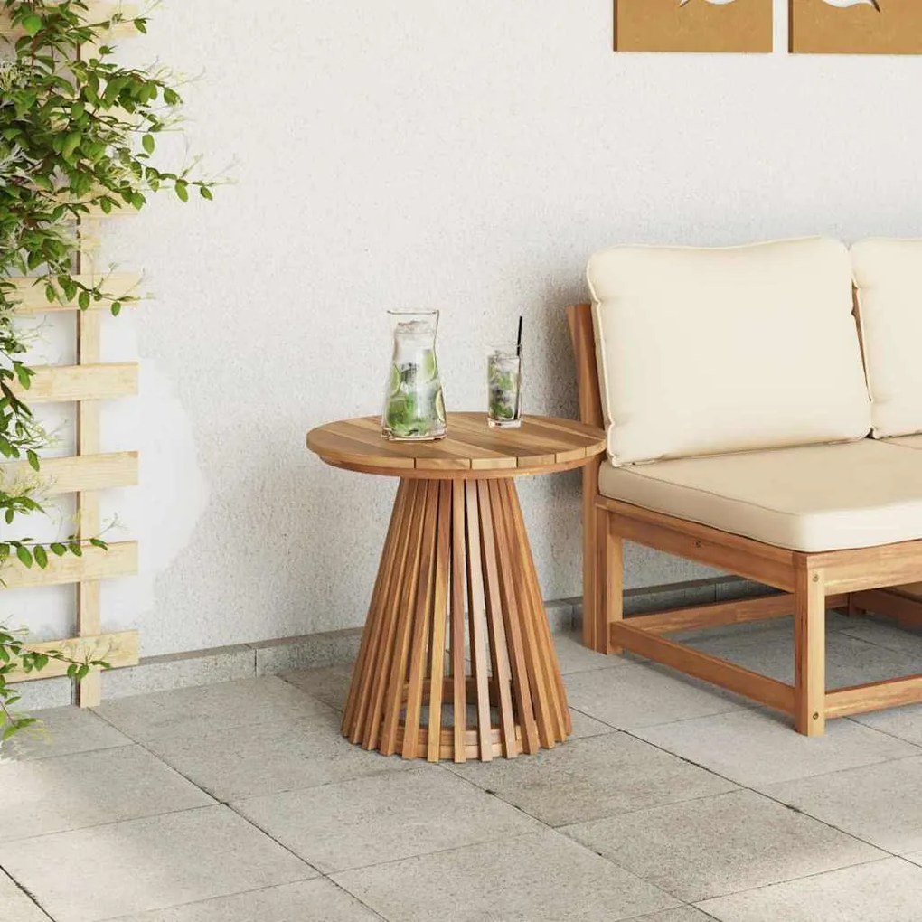 Mesa Lateral de Jardim Ø50x49,5 cm de Madeira Sólida de Teca