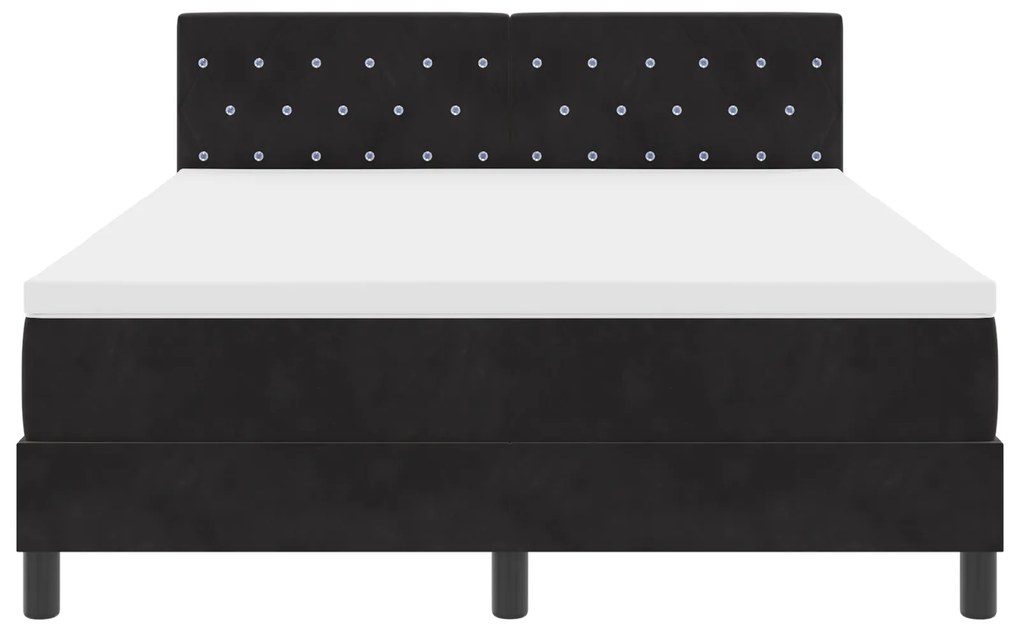 Cama Box Spring vidaXL com Colchão Preto 140x200 cm Veludo