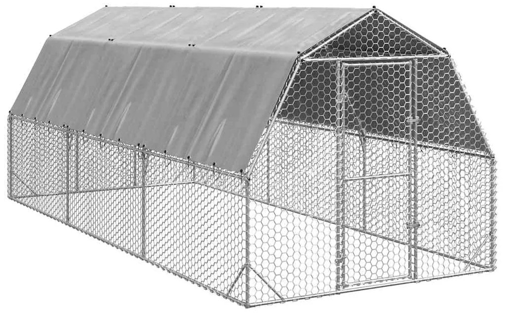 vidaXL Corrida de galinhas com telhado 2,5x6x2,25 m aço galvanizado