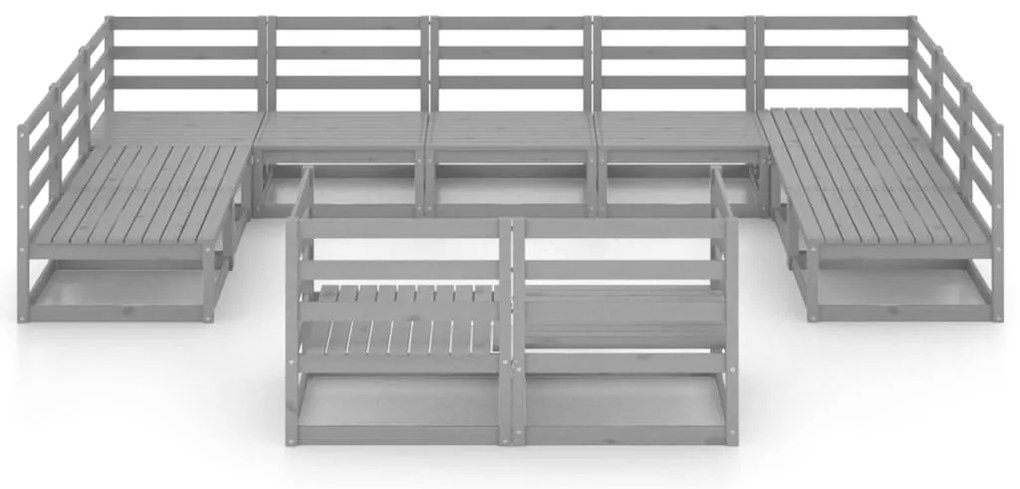 11 pcs conjunto lounge de jardim pinho maciço