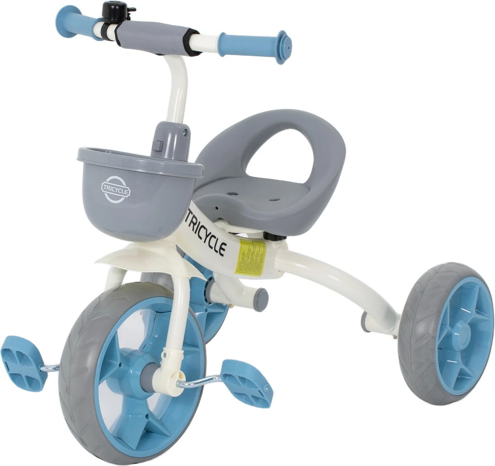 Triciclo infantil ajustável, para crianças dos 2 aos 5 anos, com cesto à frente e rodas em EVA, 72 x 52 x 61 cm, azul