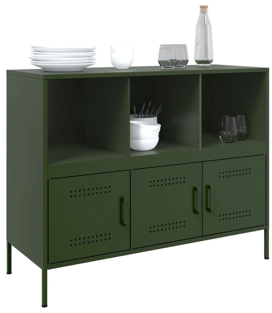 Aparador 100,5x39x79 cm aço verde-azeitona
