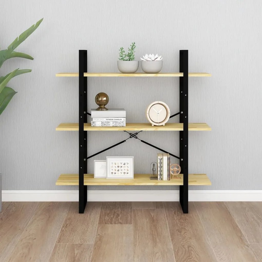 Estante com 3 prateleiras 100x30x105 cm pinho maciço castanho