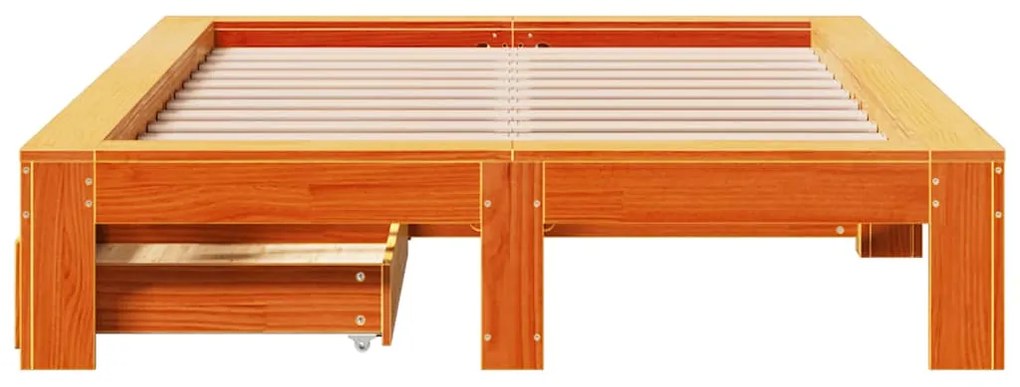 Cama sem colchão 120x190 cm madeira pinho maciça castanho-mel