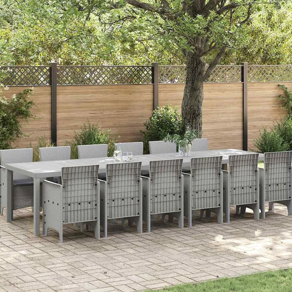 vidaXL Conjunto de Jantar de Jardim 13 pcs Cinzento-claro 12 Lugares