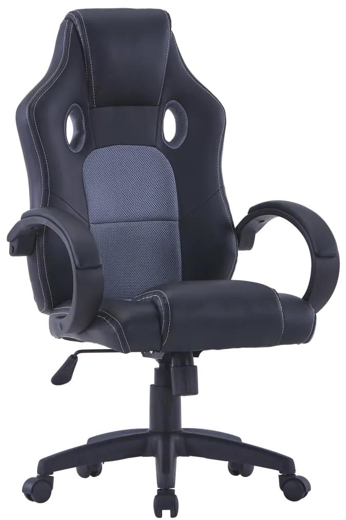 20186 vidaXL Cadeira de gaming couro artificial cinzento